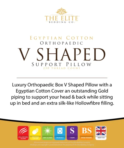 The Elite Bedding Company Egyptian Cotton Orthopaedic V Shaped Support Pillow