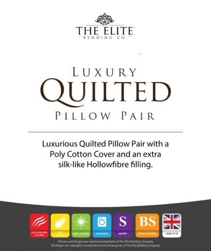 The Elite Bedding Company Luxury Quilted Pillow Pair